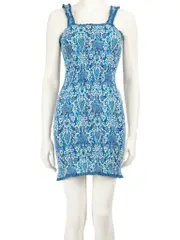Blue Floral Jasmine Smocked Mini Dress