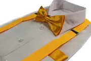Mens Warm Yellow 100Cm Suspenders & Matching Bow Tie & Pocket Square Set