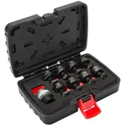 Powerbuilt 9 Piece 1/2" Dr. Metric Quick-Change Swivel Socket Set With Adapter