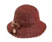 C34 Ladies Raffia Sun Hat Outdoor Crochet Sun Hat Sun Hat Foldable Bowknot Beach Straw Hat Traveling Holiday Headwear Accessories