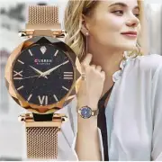 CURREN Luxury Women Wristwatches Mesh Ladies Magnet Buckle Starry Diamond Geome