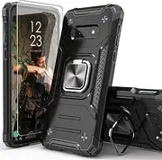 IDYStar Galaxy S10E Case with Tempered Glass Screen Protector, Galaxy S10E Case,Hybrid Drop Test Cover with Card Mount Kickstand Slim Fit Protective Phone Case for Samsung Galaxy S10E, Black
