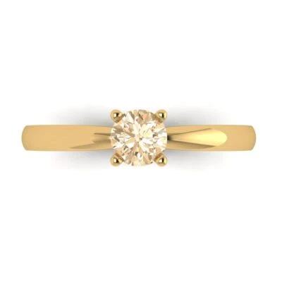 0.5Ct Round Cut Natural Morganite Solid Gold Solitaire Engagement Promise Ring