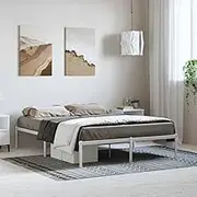 Bed Furniture Metal Bed Frame Without Mattress White 135x190 cm