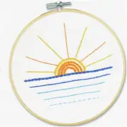 Sunset Stitching Delight - Beginner's Embroidery Kit with Stamped Pattern, Pre-S