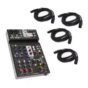 Peavey PV 6 BT 6 Channel Compact Mixing Mixer Console with Bluetooth + 4 XLR Cab