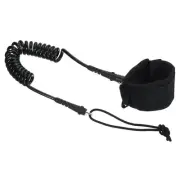 7ft x 7.2mm Surfboard Leash, Coiled Leashes with Plug Wrist String Rope, Black