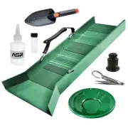 ASR Outdoor 7 Piece Sluice Box Gold Panning Kit | Snuffer Trowel Tweezer Loupe