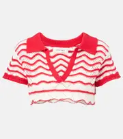 [Bananhot] Bananhot Coco cropped cotton-blend crochet top M/L red