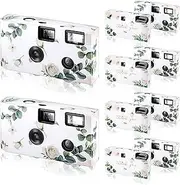 Treela 6 Pack Disposable Camera for Wedding Single Use 35mm 27 Film Exposures 400 ISO with Flash for Concert Travel Anniversary Camp Party Supply Summer Vacation Gift Honeymoon (Eucalyptus) White