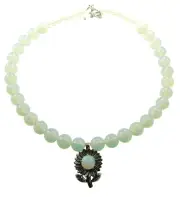 Opalite Statement Necklace with Opalite Flower Pendant Handmade Jewelry Wedding