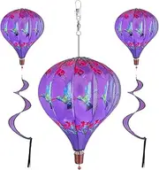 2Pack Hot Air Balloon Wind Spinner Garden Windmills and Spinners Decorations Large Outdoor Hanging Decor Lawn Yard Windsock Ornaments Colorful Hummingbird Wind Hanging Ornaments