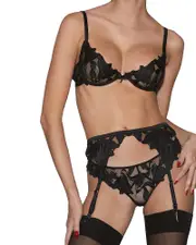 Fleur du Mal Lily Embroidered Garter Belt