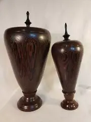 WENGE WOOD VASE DOUBLE SET