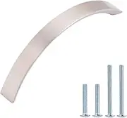 Amazon Basics Modern Bow Cabinet Pull, 103.5mm Length (96mm Hole Center), Satin Nickel, 10-Pack