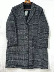 New Men AllSaints Hare Top Coat in 40R in black and grey houndstooth pattern