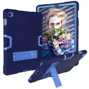For Galaxy Tab S5e T720 Contrast Color Silicone + PC Combination Case with Holder(Navy Blue + Blue)