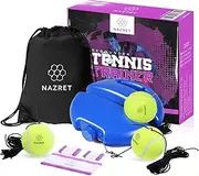 NAZRET Tennis Trainer Rebounder Set – Solo Tennis Trainer Practice Equipment with a Headband, Wristbands, Drawstring Bag, 3Balls, 3Ropes & 1 Base – Solo Tennis Trainer