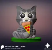 UNPAINTED Cute Pizza Cat Chibi Style 3D Printed Mini BH