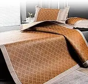 Foldable Double Sided Bamboo Mat for Bed,Summer Bamboo Bed Mat Mattress Topper,Rattan Cooling Mat,