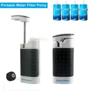4-Stage Portable Water Filter Pump W/Collapsible Water Pouch*4 fit Filter Straw