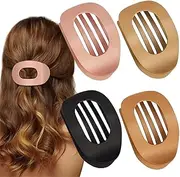 VivaSmile 4 PCS Flat Hair Clips for Women, Curved Design Hair Clips for Lying, Driving - Matte Strong Hold Hair Claw Clips for Thin, Thick Hair, Hair Accessories for Women and Girls (Dark)