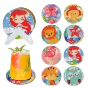 Diamond Painting Coasters with Holder, 8 PCS Animal Themed DIY Diamond Art