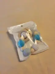 Alexia Baby Infant Crochet Wood Teether Turquoise Gray White Teething Ring