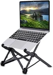 Laptop Stand, Tendak Portable Computer Stand Adjustable Foldable Travel Notebook Holder Mount Desktop Space-Saving with Cooling Hole for Macbook/ Lenovo/ ASUS/ ThinkPad/ Dell/ HP/ Acer (Black)
