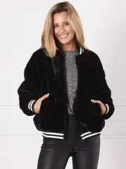 Black Steffi Faux Fur Oversized Jacket