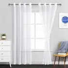 White Sheer Curtains 84 Inches Long - Grommet Semi Transparent Light Filtering W