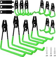 Garage Tool Storage Wall Hook Assortment Set: 15PCS Heavy Duty Large Hanger Garden Tool Organizer Ladder Bike Rack Yard Tool Holder Shed Shovel Metal Screw Organization Bicycle Steel Bracket