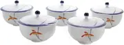 Koran 1005-CF Teacup with Lid, Orchid Lace, White, 3.4 fl oz (100 ml), Set of 5