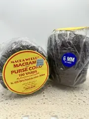 TWO! Vintage Macrame Cord-6MM-100 Yards Each #5020, Dark Brown BNIP