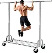 HOKEEPER Clothing Garment Rack Capacity 450 lbs Clothing Racks on Wheels Rolling Clothes Rack for Hanging Clothes Heavy Duty Collapsible Commercial