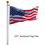 Yescom 20FT Aluminum Flagpole Kit with Tire Mount Base Flag Ball Top Outdoor Car