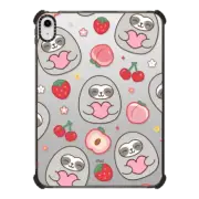 iPad 10.9-inch (10th gen) iPad Impact Case Cute Sloth Holding a Heart with Peach Cherry Strawberry - Kawaii Animal with Fruit & Food in the Garden
