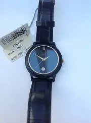 Pulsar Watch Black Genuine Leather Band Quartz Movement