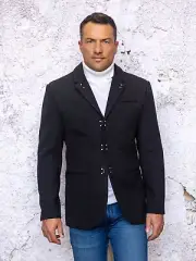 NWT SIZE M BLACK MENS BLAZER, TAILOR FIT, FANCY HOOK BUTTON ONE OF A KIND