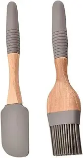 ifundom 1 Set Silicone Baking Tools Kitchen Spatula and BBQ Basting Brush for Cooking Roasting Baking Comfortable Long Handle Durable and Safe Silicone Material