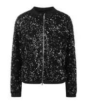 Herno Sequin Embellished Bomber Jacket IT40,IT44,IT42 Black