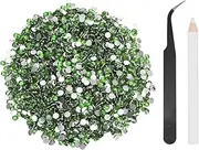 uxcell 4000pcs Flatback Rhinestones Resin, SS16 4mm Resin Rhinestones Bulk Round Shine Gems with Pickup Tools for DIY Nail Art Tumblers Mugs Clothes, Light Green
