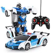 Transform Remote Control Car - One-Button Transforming, 360 Rotation Drifting, 2.4Ghz 1:18 Scale, Gift for Kids white