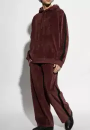 ALLSAINTS Draven Relaxed Fit Hoodie & Velour Wide Leg Sweatpants In Moretti Red