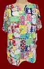 Womens Scrub Top Butter-Soft UA Polyester Stretch Christmas Snowmen Holiday