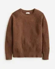 NWT J.Crew Brown Hazelnut Ribbed Cashmere Oversized Crewneck Sweater Size XXS