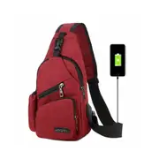 Men's Shoulder Bag Sling Chest Pack Canvas USB Charging Sports Crossbody Handbag Male Chest Bags Belt Waist Packs