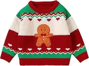 [Ayalinggo] Toddler Christmas Sweaters Baby Boy Girl Gingerbread Man Outfit Knitted Sweater Xmas Pullover Crewneck Sweatshirt