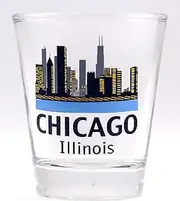 Chicago Illinois Silhouette Skyline Shot Glass Glassware