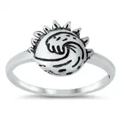 Ocean wave sun sterling silver toe ring